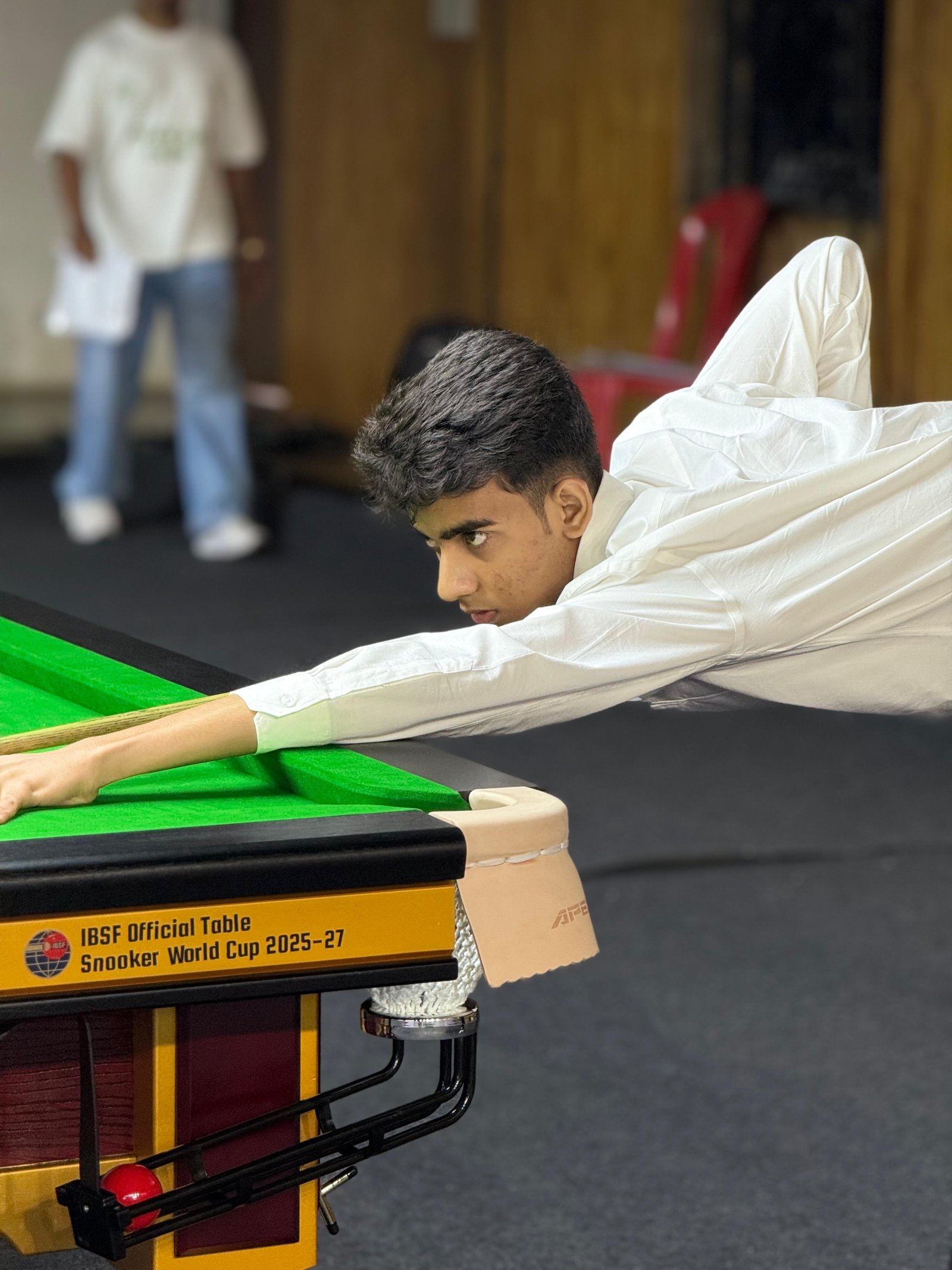 Rahul Williams competing at an IBSF official Snooker World Cup table